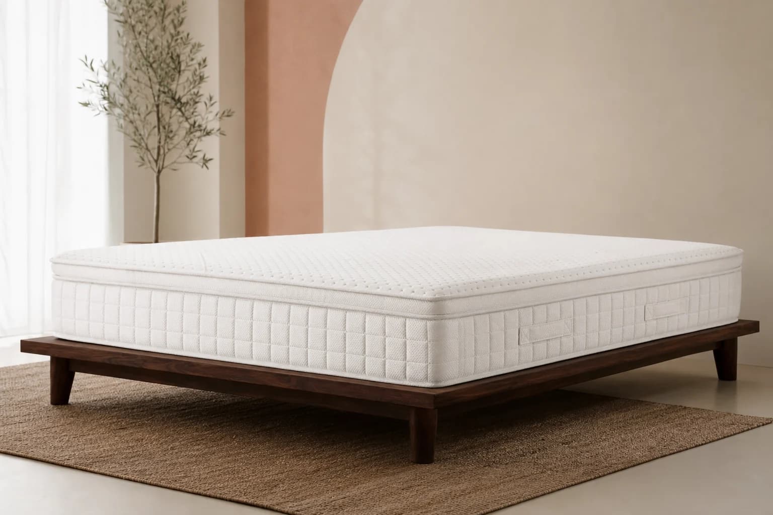 Chiro extra-firm natural latex mattress in a minimal bedroom