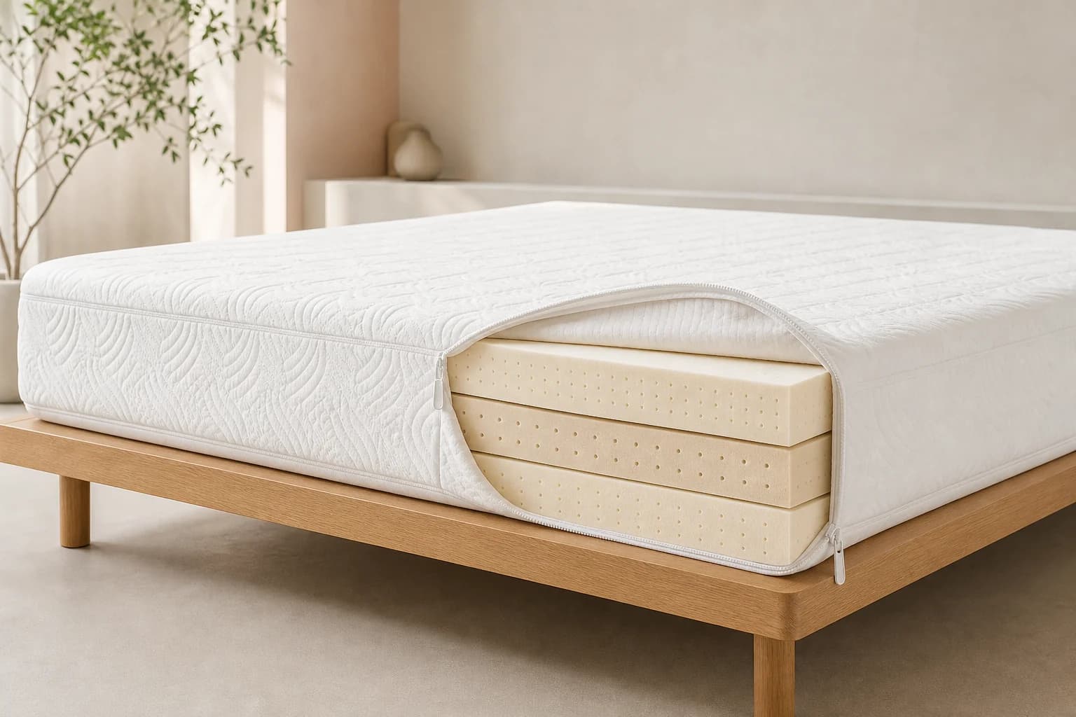 Trilogy natural latex mattress with three adjustable comfort layers